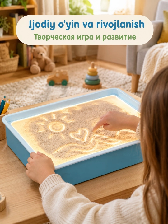 Песчаная доска для рисования песком с подсветкой для детей 3+