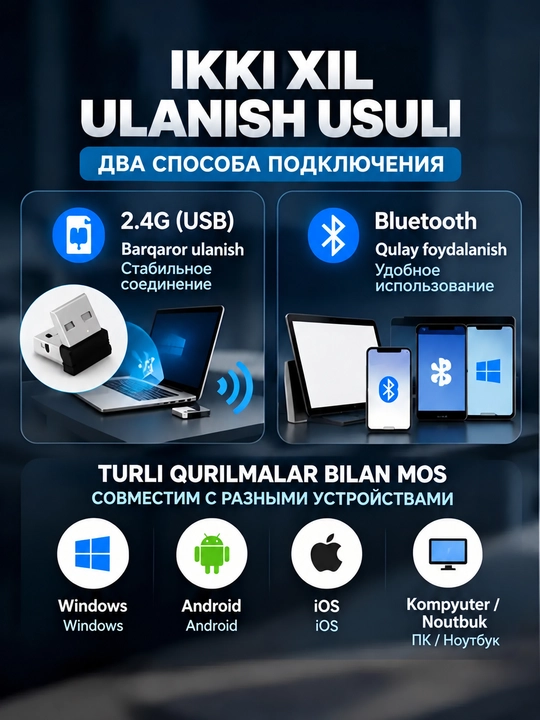 Shtrix-kod va QR kod skaneri 1d / 2D simsiz Bluetooth / 2.4 g / USB, qo'lda
