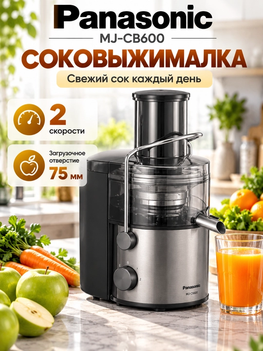 Panasonic MJ-CB600 sharbat chiqargich, 320 W, 2 tezlik, 1,5 litrli idish - 