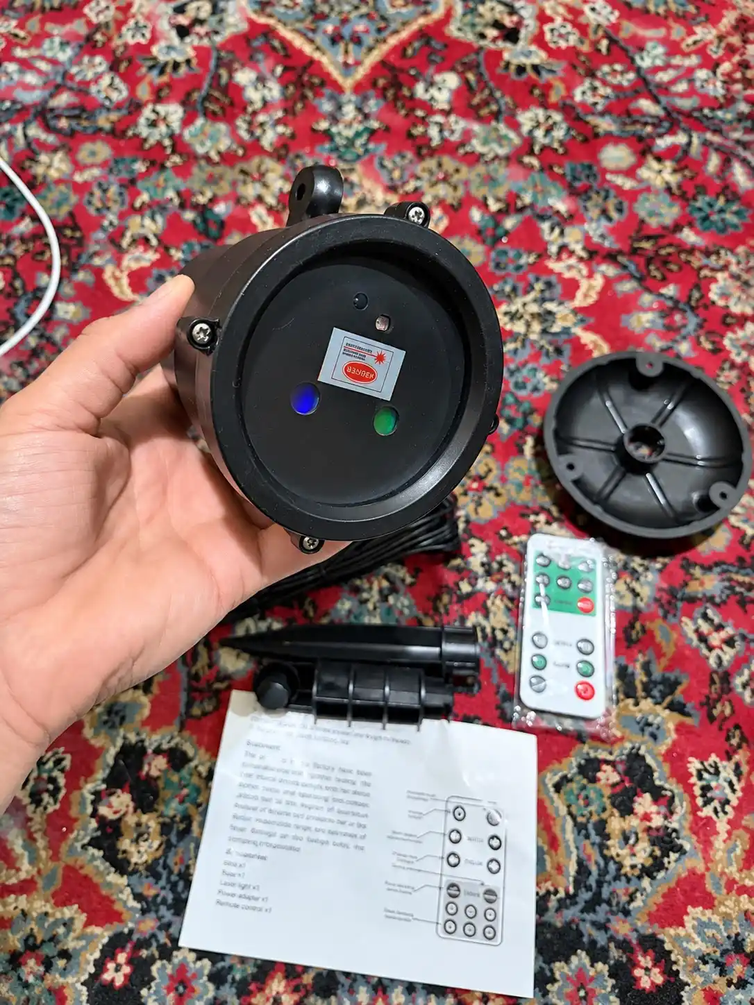 Lazerli proyektor RGB, yangi yil chirog‘i, hovli va uy fasadi uchun, pult va taymerli