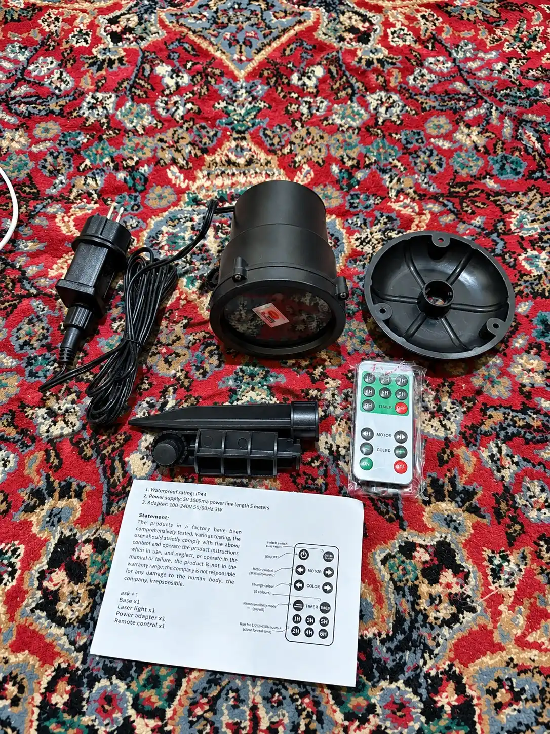 Lazerli proyektor RGB, yangi yil chirog‘i, hovli va uy fasadi uchun, pult va taymerli