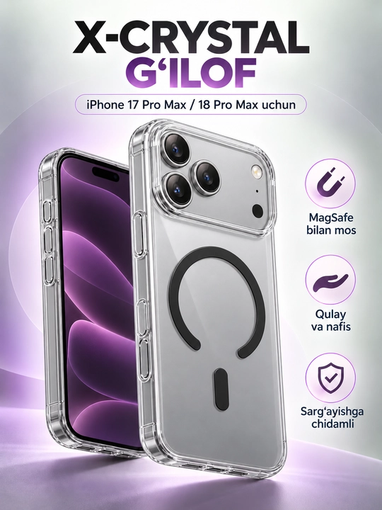 Прозрачный чехол X-CRYSTAL с MagSafe для iPhone 17 / 18 Pro и Pro Max - 