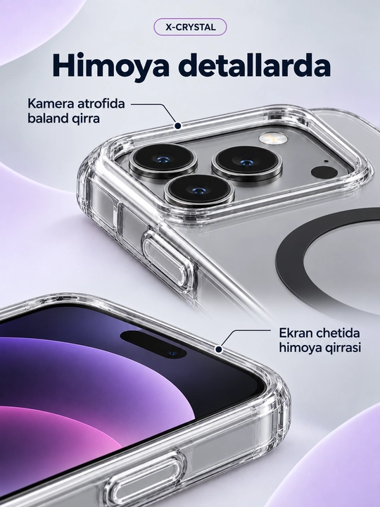 Прозрачный чехол X-CRYSTAL с MagSafe для iPhone 17 / 18 Pro и Pro Max