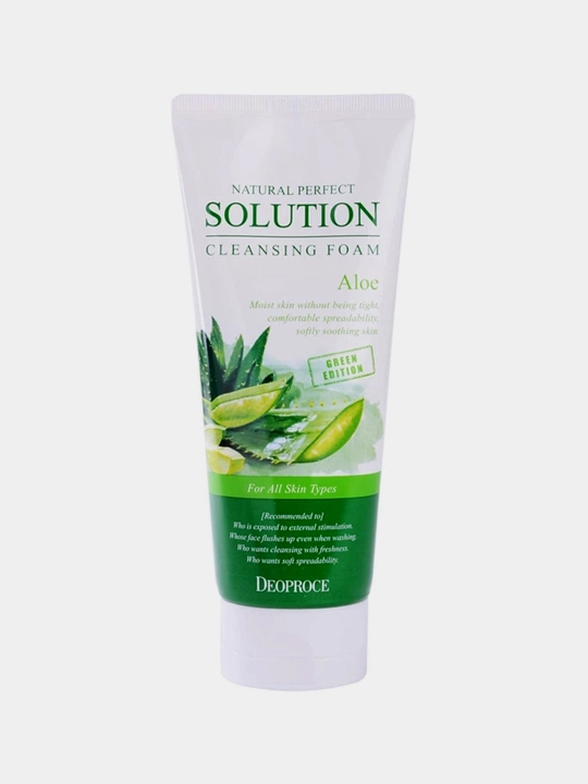 Deoproce Natural Perfect Solution, aloe qo‘shilgan yuvish ko‘pigi, 170 g  - 