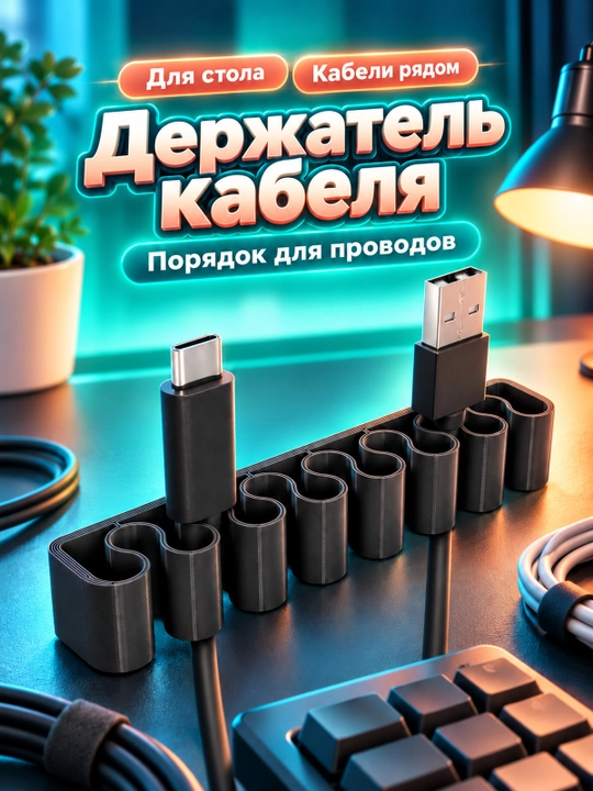 Держатель кабеля для аккуратной организации проводов - 