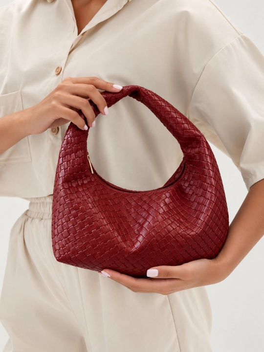 Ilon teksturali ayollar charm yelka sumkasi, Bottega Veneta
