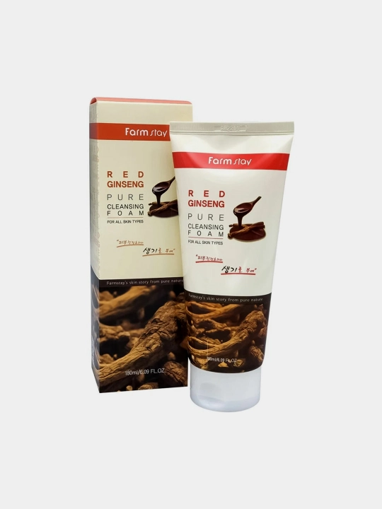 FarmStay Qizil jenshenli yuvinish ko‘pigi, 180 ml - 