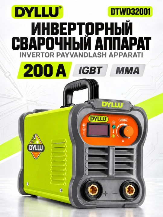 Сварочный аппарат инверторный DYLLU DTWD32001, 200 А, MMA, IGBT, с дисплеем - 