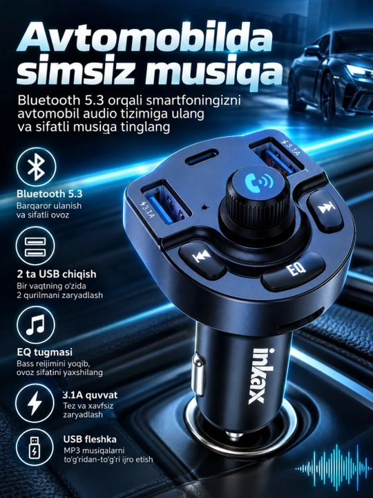 Avtomobil quvvatlagichi, 45 Vt, USB Type-C, PD, QC 3.0, tez quvvatlash imkoniyati - 