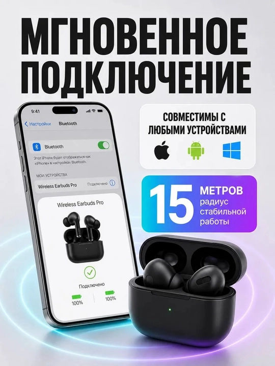 Беспроводные наушники, Pods Pro 2,чистый звук с активным шумоподавлением