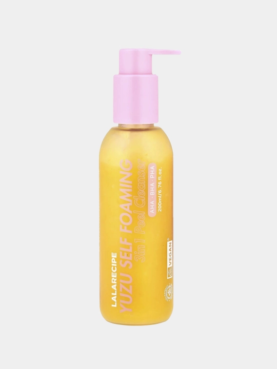 LALARECIPE Yuzu Self Foaming, пенка-пилинг для лица 3 в 1, 200 мл - 