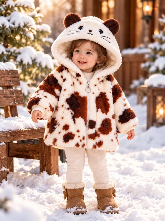 Детская плюшевая шубка-куртка с капюшоном, 1–5 лет, зимняя одежда