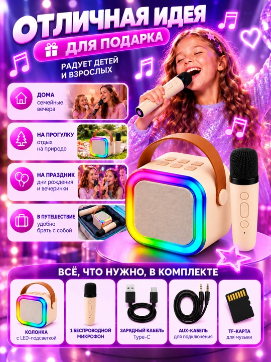 Mikrofonli simsiz Bluetooth karaoke karnaychasi