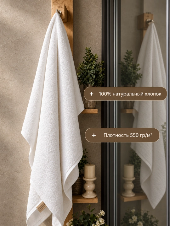 Hammom sochig‘i Safia Home, 100% paxta, 350 g/m², 50 x 90 sm, oq