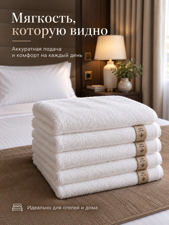 Hammom sochig‘i Safia Home, 100% paxta, 350 g/m², 50 x 90 sm, oq