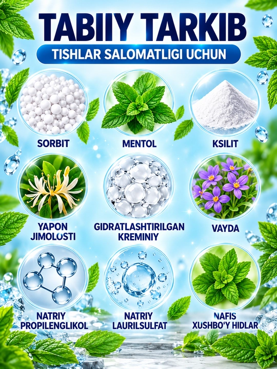 Green World Herbs Fresh Mint tish pastasi 120 g, tish cho‘tkasi bilan, yalpizli