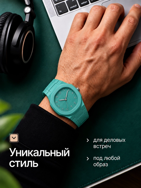 Arab Aura erkaklar soati - minimalist qora rangda, quti bilan