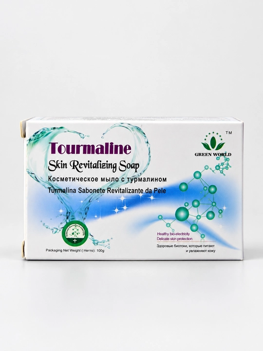 Turmalinli qora sovun Green World, yuz va tana uchun kosmetik tozalovchi sovun, 100 g