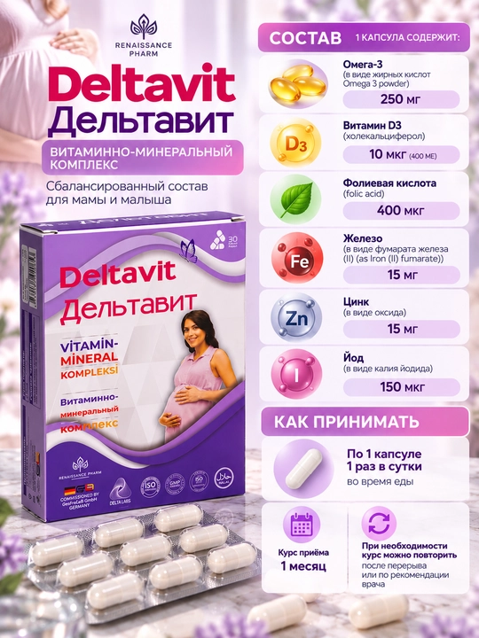 Deltavit, homilador va homiladorlikni rejalashtirayotgan ayollar uchun vitamin-mineral kompleksi