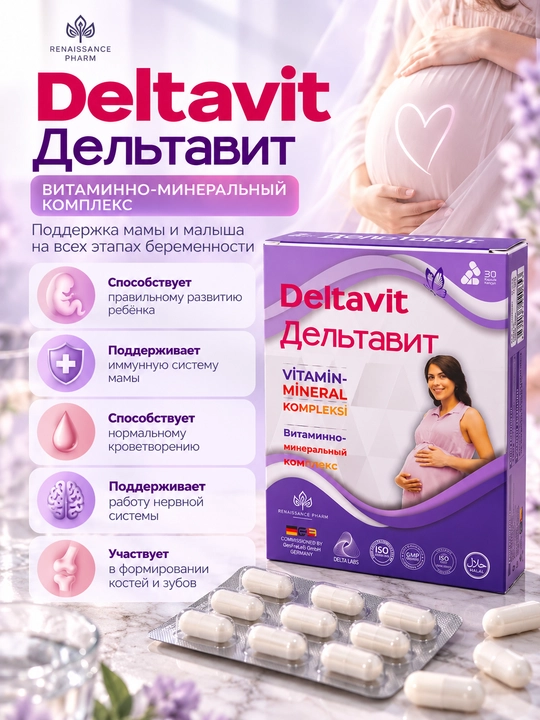 Deltavit, homilador va homiladorlikni rejalashtirayotgan ayollar uchun vitamin-mineral kompleksi - 
