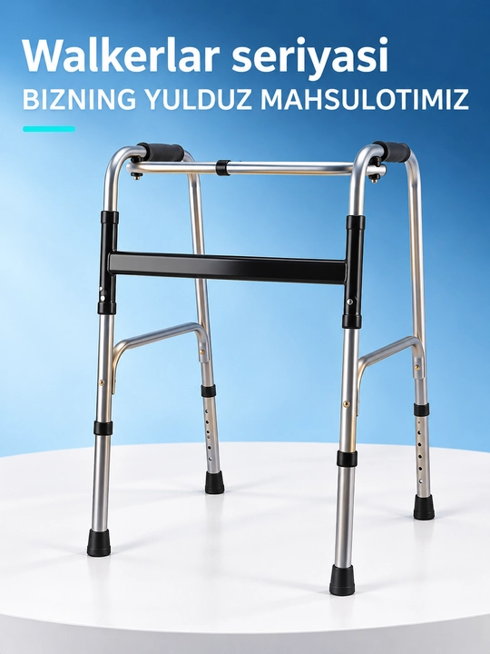Nogironlar uchun xodunok, 100-150 kg gacha yurish moslamasi balandligi sozlanadigan