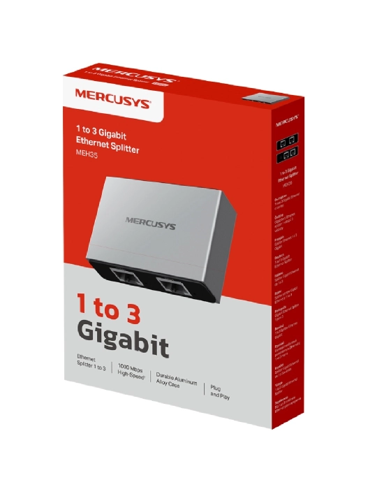 MERCUSYS MEH35 Ethernet ajratgichi, Gigabit RJ45 1-dan 3-ga ajratgich, 1000 Mbit/s