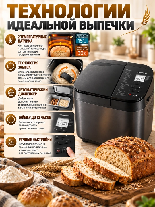 Panasonic SD-R2530KTS non yopish mashinasi, 28 dastur, avtomatik dispenser