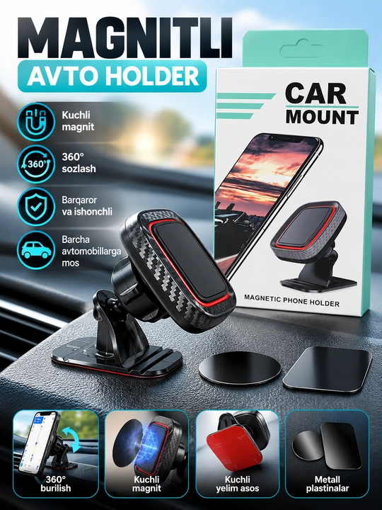 Avtomobil uchun universal telefon ushlagich, telefon tagligi