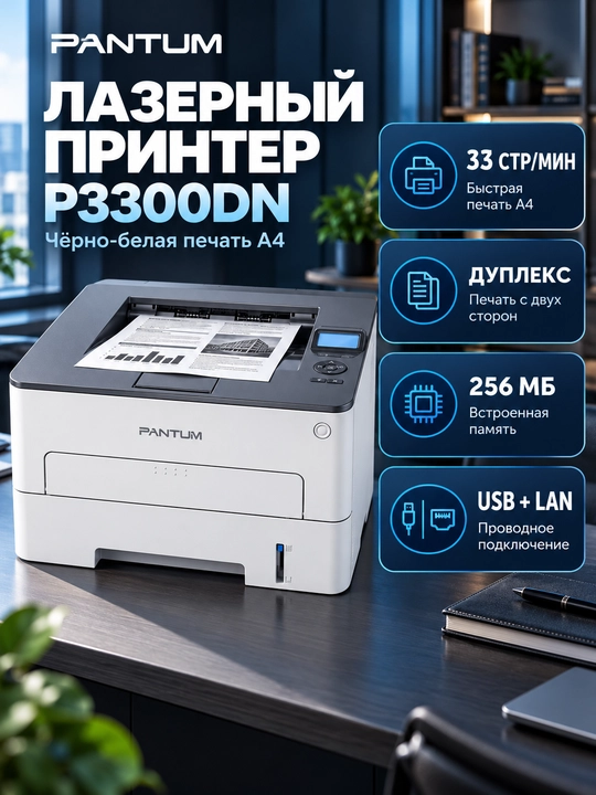 Принтер лазерный Pantum P3300, A4 - 