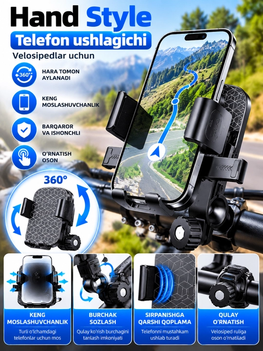 Velosiped va mototsikl uchun telefon ushlagich, BT-035A - 