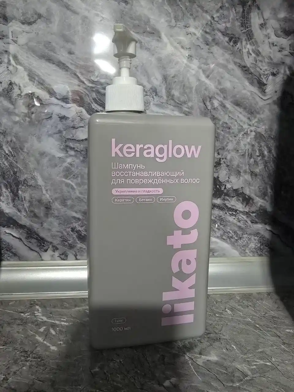 Soch uchun shampun Likato Keraglow, keratin shampun quruq sochlar uchun, 1000 ml