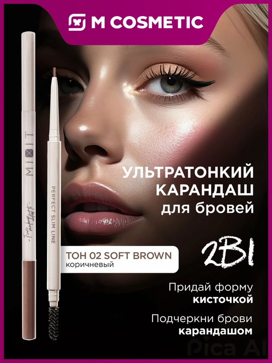 MIXIT Make Up Автоматический карандаш для бровей, тон 02, 1,35 г - 