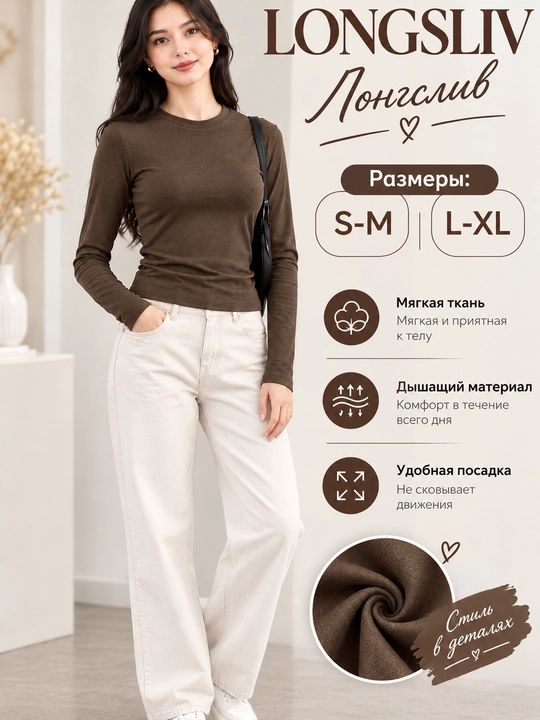 Ayollar longslivi, uzun yengli, tor bichimli, elastik bazaviy kofta S-M, L-XL razmer