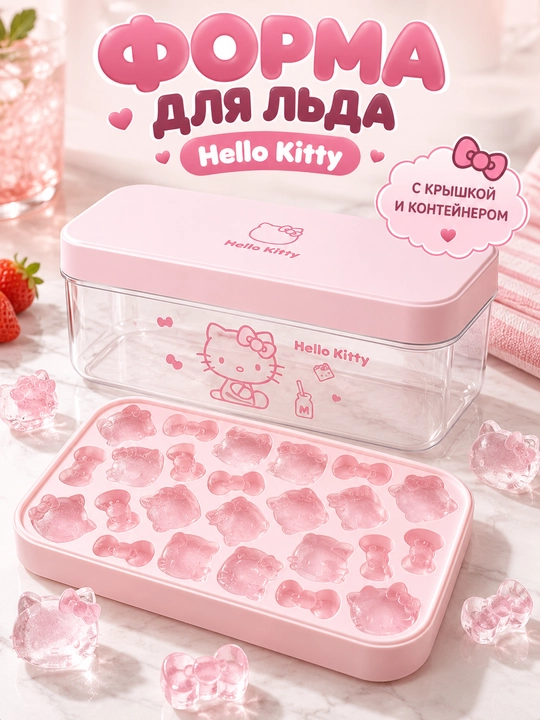 Hello Kitty muz qolipi — qopqoqli idish bilan - 