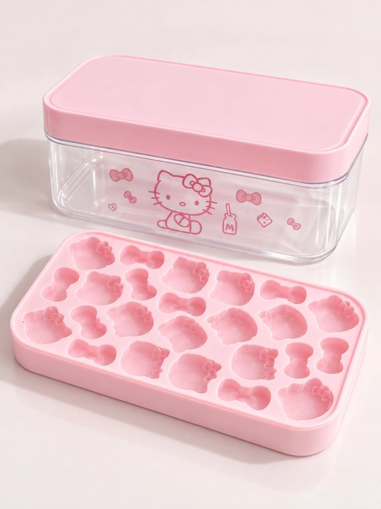 Hello Kitty muz qolipi — qopqoqli idish bilan