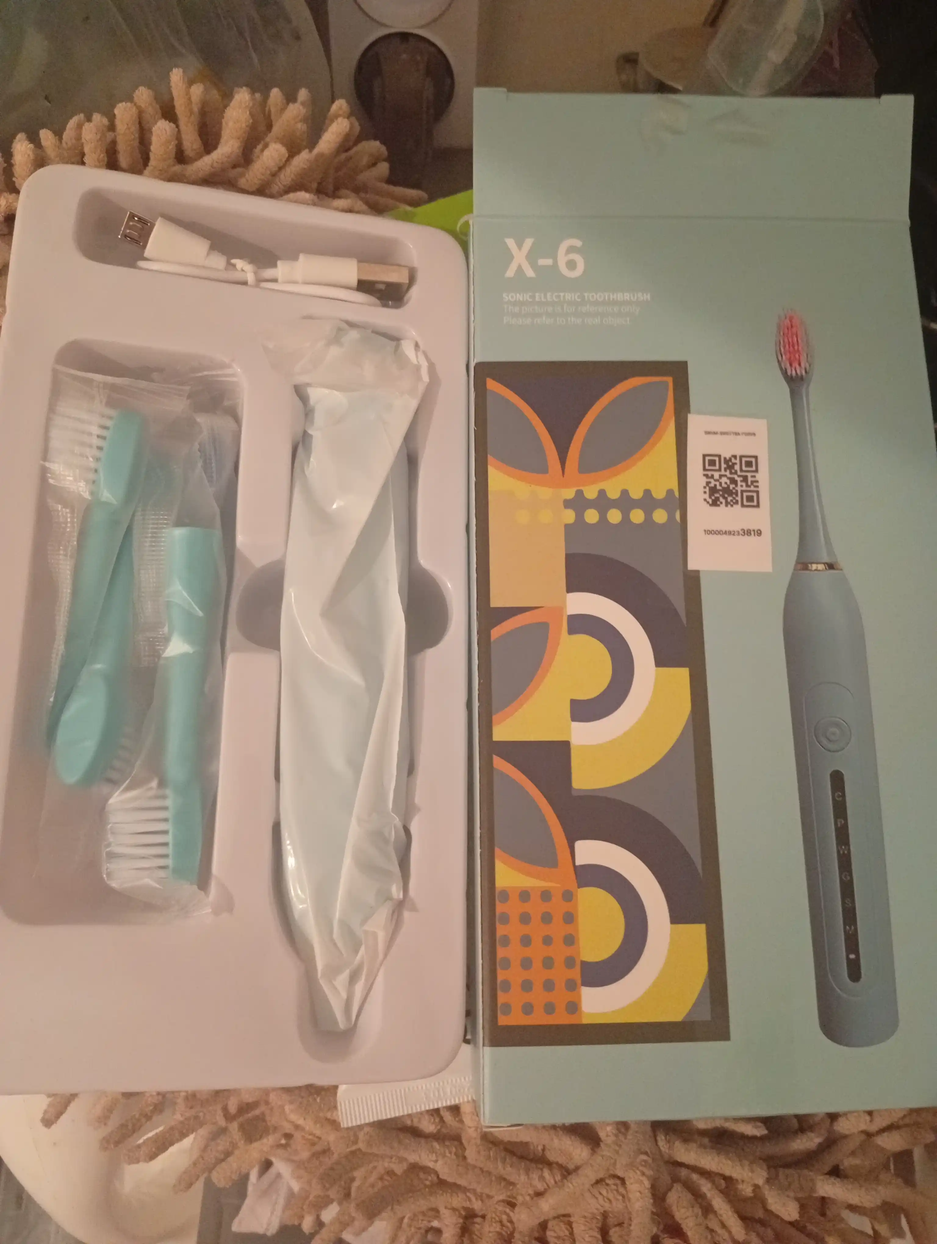 Elektr tish cho'tkasi Sonic Electric Toothbrush X-6, ovozli, 6 rejim
