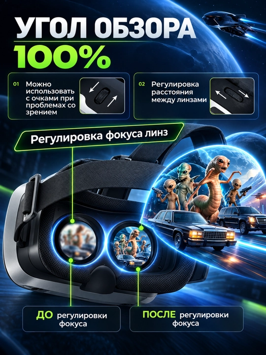 VR ko'zoynak smartfon uchun 3D Shinecon