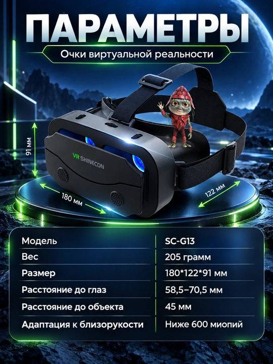 VR ko'zoynak smartfon uchun 3D Shinecon