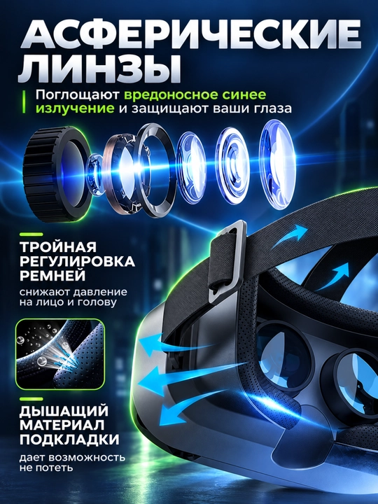 VR ko'zoynak smartfon uchun 3D Shinecon