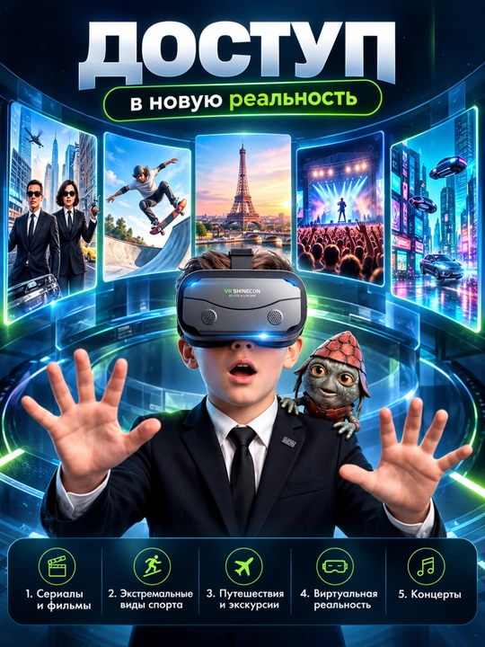 VR ko'zoynak smartfon uchun 3D Shinecon
