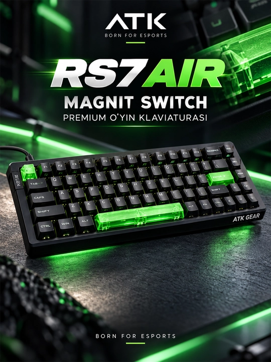ATK RS7 AIR magnit klaviatura, o‘yin klaviaturasi, mexanik klaviatura, gaming keyboard PC