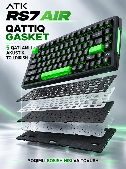 ATK RS7 AIR magnit klaviatura, o‘yin klaviaturasi, mexanik klaviatura, gaming keyboard PC