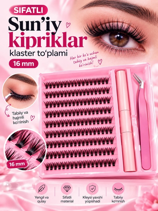 Applikatorli sifatli 20D dastali kipriklar