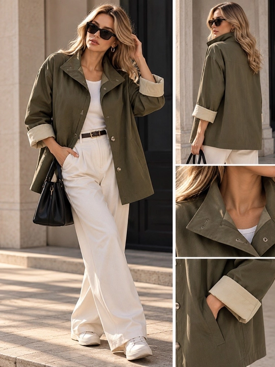 Ayollar va qizlar uchun tizzadan yuqori klassik trench-plash
