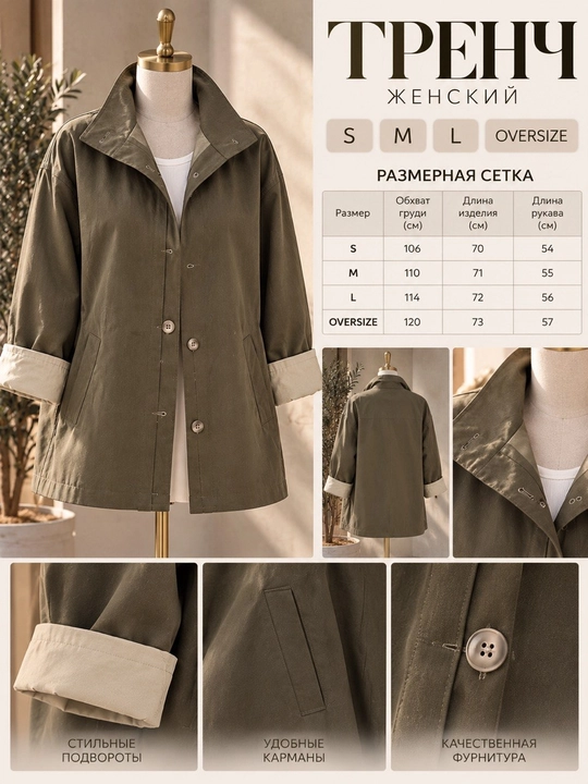 Ayollar va qizlar uchun tizzadan yuqori klassik trench-plash