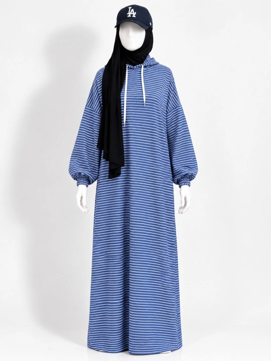 Ayollar uchun trikotaj uzun poloska abaya keng fason 48 52