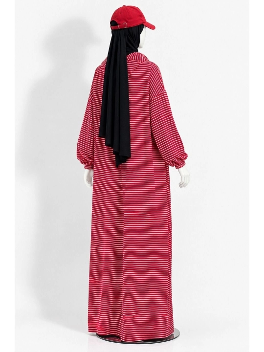 Ayollar uchun trikotaj uzun poloska abaya keng fason 48 52