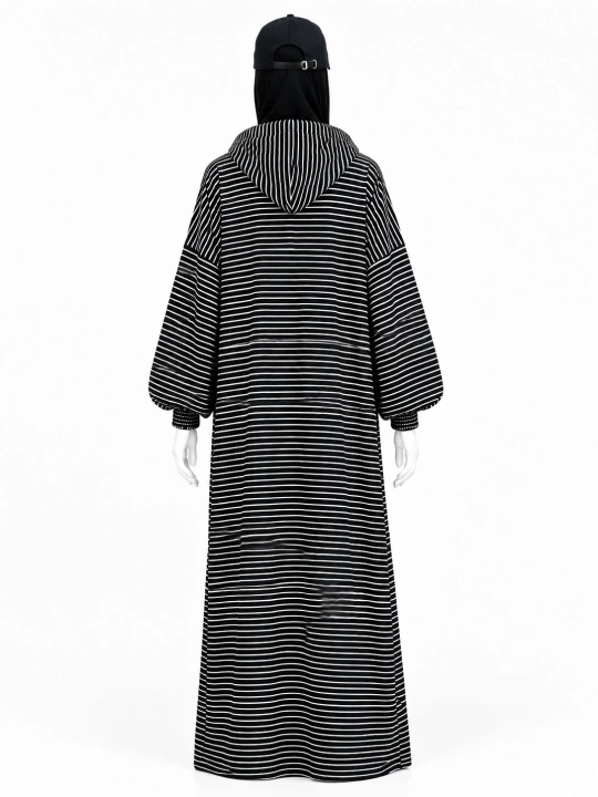 Ayollar uchun trikotaj uzun poloska abaya keng fason 48 52