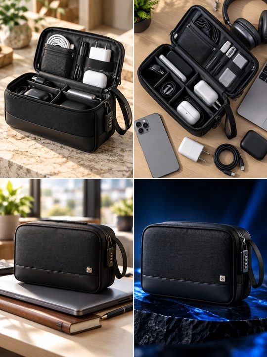 Органайзер WiWU Hali Travel Pouch H1 для кабелей и гаджетов, кодовый замок, чёрный