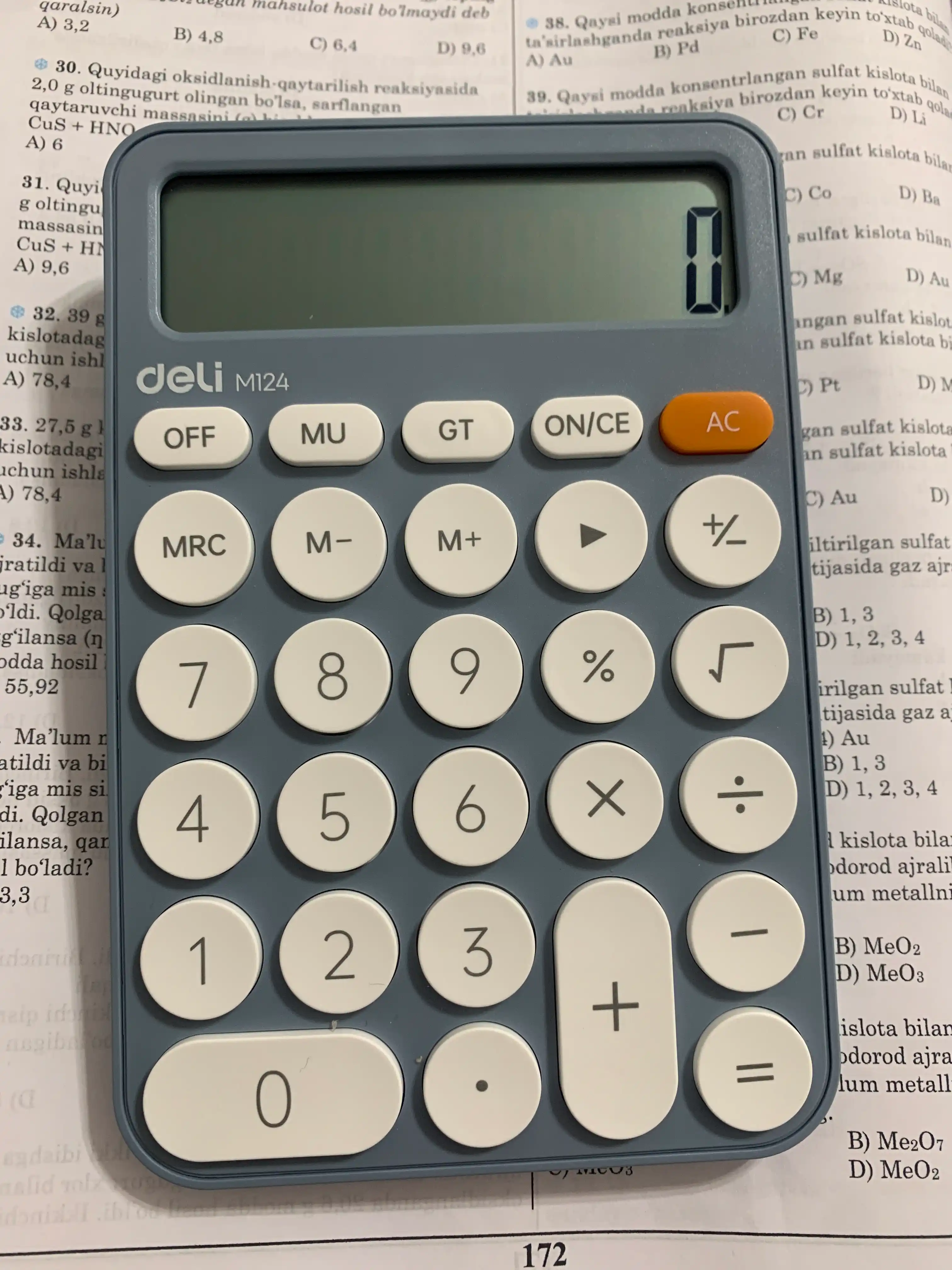 Kalkulyator 12 razryadli, M124 Deli ko‘k